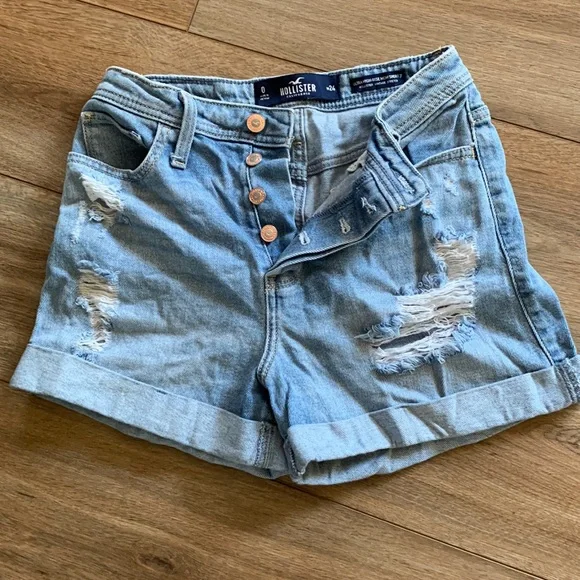 Hollister sz 0 ultra high-rise mom shorts 3” euc distressed - Picture 1 of 6